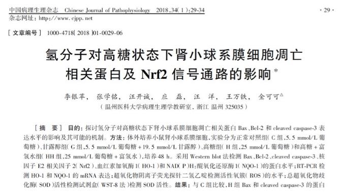 氫氣改善糖尿病腎病的細(xì)胞學(xué)研究